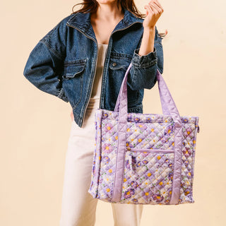 Bouquet Beauty Purple Quilted Tote Bag