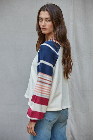 Color Striped Pullover Navy