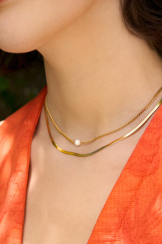 Cover Necklace w/ Freshwater Pearl