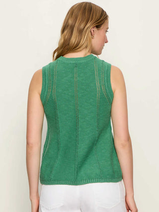Easy Pointelle Shell Top - Green Juice