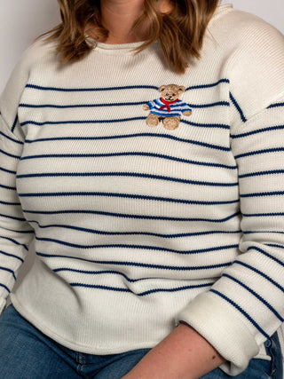 Ecru Striped Bear Sweater