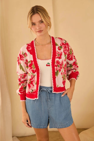Floral Intarsia Cardigan