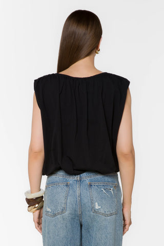 Gwyn Sleeveless Black Top