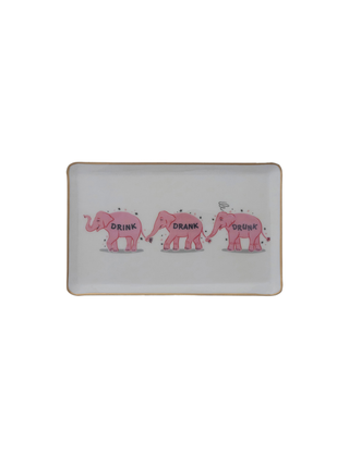 Metal Tray Elephants Drink