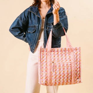 Petal Parade Pink Quilted Tote Bag