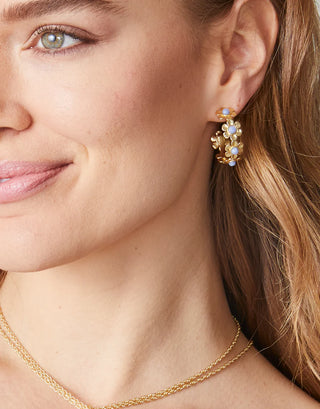 Primrose Hoop Earrings Blue Chalcedony