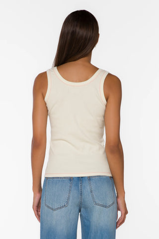 Rochelle Lace Up Tank Ivory