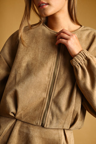 Sweet Sally Suede Pleated Jacket