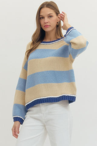 Sweet In Stripes Blue Sweater